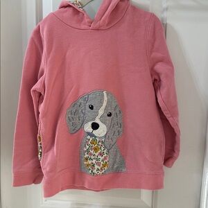 Mini Boden Pink Hoodie with Dog Appliqué